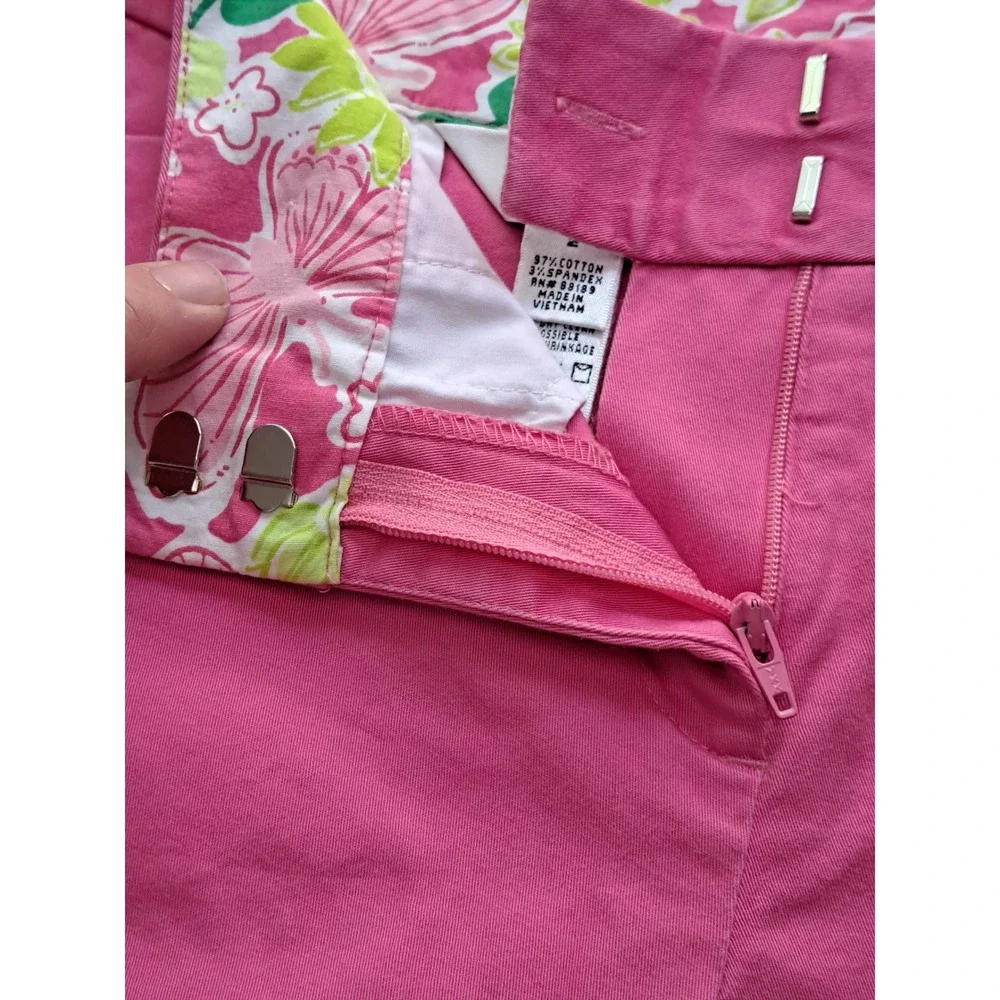 Lilly Pulitzer Callahan Shorts Pink Stretch Cotton Chino Preppy womens size 2